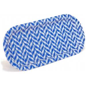 Bandeja de Metal ligero azul antideslizante Rectangular de 160x350mm Bandeja de servicio de madera MDF de diseño elegante para té y café - Product Image 3