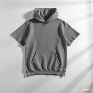 Man Hoodies and <b>sweatshirt</b> hoodies <b>short</b> <b>sleeve</b> knitted fabric custom hoodie logo and solid color - Product Image 6