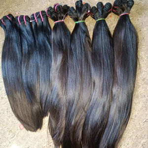 Extensiones de cabello humano a granel natural liso Remy, cabello indio virgen crudo - Product Image 1