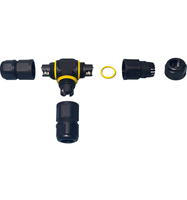 Connecteurs circulaires PGT2 en PVC étanche IP68 pour extérieur, à visser, en forme de T, pour câbles 6-10A 300V 1.0-2.0mm -40°C~105°C, 2-4 broches