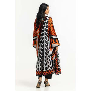 Traje de jardín de 3 piezas estampado naranja para mujer con decoración de botones - Product Image 5