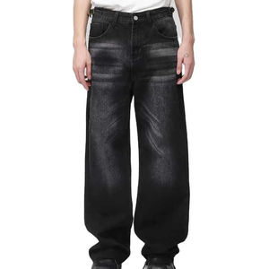 <b>Summer</b> Vintage Men's Diamond Jeans Full Rhinestone Designer Decoration Baggy Straight Leg Denim Washed Wide Leg <b>Pants</b> - Product Image 1