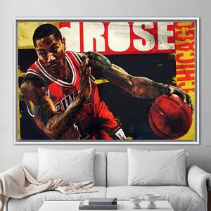 Affiche Derrick Rose : Art mural imprimé sur toile pour salle de sport ou débarкement masculin, 1P : encadré blanc - Product Image 1