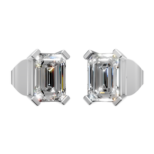 Pendientes de Moissanita con Corte Esmeralda de 2 Quilates, Oro Sólido de 14k, Cuatro Puntas, Regalo de Boda para Mujer, Suministro Directo de Fábrica - Product Image 1