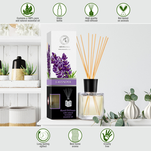 Diffuseur à bâtonnets Aromatika Lavande 200ml avec huile essentielle naturelle, parfum d'ambiance apaisant longue durée - Product Image 3