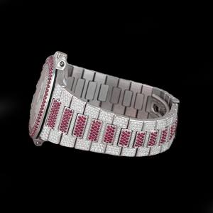 Bijoux Hip Hop Fabriqué Coupe Ronde Moissanite Diamant Bijoux Élégants En Acier Inoxydable VVS Clarté Mode Poignet Montre Hommes - Product Image 3