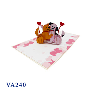 Conception personnalisée Chien Couple 3D Pop up Carte Impression Offset Fait à la main Du Vietnam Taille Personnalisée Amour Thème Papier Artisanat - Product Image 2