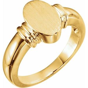 Stuller Simple <b>Ring</b> Oval Signet with Rose Gold Inlay 14KY 18K Gold Plated Stainless Steel Trendy Style Perfect Gift - Product Image 1