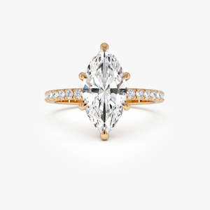 Elegante Anillo de Diamantes Cultivados en Laboratorio con Forma de Marquesa, Halo Oculto, 2.45 Ctw, Color E-F, Claridad VS, Oro de 14K, Certificado IGI, para Novia - Product Image 2
