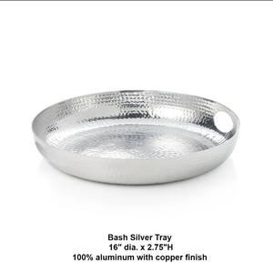 ชามอลูมิเนียมลายดอกไม้สีเงินสำหรับตกแต่งดอกไม้สดและสีเขียวดีไซน์หรูหรา - Product Image 3