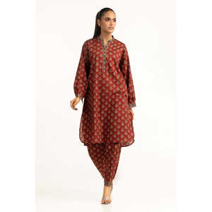 ชุดเซ็ตพิมพ์ลายสีสนิมสำหรับผู้หญิง ชุดลำลอง 2 ชิ้น สำหรับฤดูใบไม้ผลิ/ฤดูร้อน ไซส์ XS/XS - Product Image 1