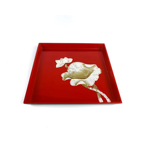 Plateau à thé laqué accessoire de vaisselle plateaux de service laqués de qualité supérieure pour collations boissons - Product Image 3