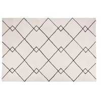 Tapis en coton tufté style berbère, motif abstrait blanc et noir, design moderne, écologique, antimicrobien, antidérapant, en PET