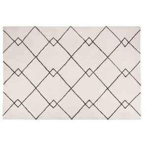 Alfombra de Algodón con Diseño Tufted Estilo Bereber en Blanco y Negro, Patrón Abstracto, Diseño Moderno, Ecológica, Antideslizante y Apta para Mascotas - Product Image 1