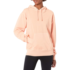 Women's <b>Peach</b> Hooded Sweatshirt Regular Fit Fleece Solid Color Pocket Design Winter Wear Waterproof Breathable Polyester/Cotton - Product Image 4