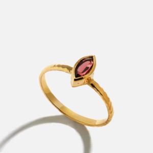 Anillo de Topacio de Corte Ovalado en Plata de Ley Chapada en Oro, Diseño Geométrico Boho - Product Image 1