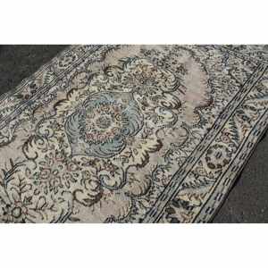 Tradicional Beige azul 5,4X8,5 pies Aubusson Vintage turco alfombra lana viscosa Patchwork para sala de estar dormitorio látex 1 pieza - Product Image 5