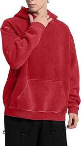 Sudadera con capucha Vintage Heavyweight para hombre, sudadera de algodón de felpa de gran tamaño con estilo de calle lavado para invierno - Product Image 4