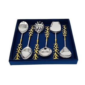 Juego de servidor de ensalada de acero inoxidable Premium, 6 piezas, cucharas elegantes para servir, tenedores para cocina casera y banquete - Product Image 6