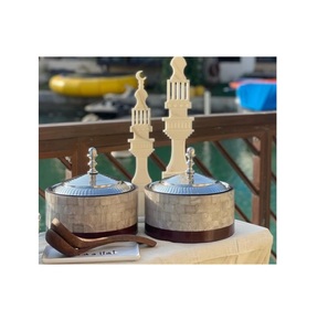 Macetas de cazuela de diseño atractivo, ollas de comida para fiestas de Hotel, Juego de 2 ollas para servir, comida de madera y acero inoxidable a la venta - Product Image 1