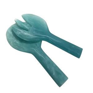 Stylish Disposable <b>Salad</b> <b>Server</b> Set Resin Handle Sustainable Handmade Wood Spoon Fork for Weddings Including Serving Utensil - Product Image 1