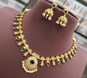 Classic Best Quality Exclusive Unique Design Gold Plated <b>Necklace</b> <b>Set</b> With Earrings <b>For</b> Wedding Collection <b>For</b> <b>Women</b> - Product Image 2