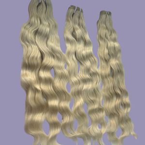 613 Blonde Remy Cheveux Humains Bundles Indien Doux Trame Extensions avec Vague Naturelle Étiré Longueur - Product Image 6