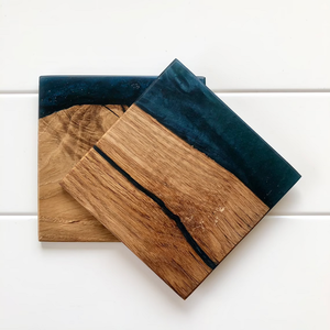 Ensemble de sous-verres sans résine époxy de luxe tapis en bois élégants plateau en pierre de haute qualité tasse à café thé bureau à domicile en pierre - Product Image 5