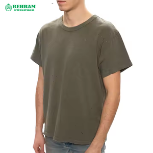 เสื้อยืดแขนสั้นทรงหลวมสำหรับผู้ชาย ผ้าฝ้าย 100% ระบายอากาศได้ดี แห้งเร็ว เป็นมิตรกับสิ่งแวดล้อม ล้างสีแบบซันเฟดด์ด้วยกรด - Product Image 6