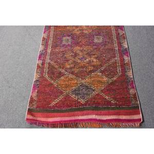Alfombra de lana roja y naranja bohemia de área grande, 2,7x9,5 pies, estilo clásico turco, látex rectangular abstracto para uso en el pasillo, alfombra para habitación - Product Image 4