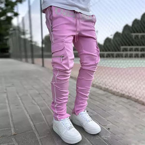 Pantalones de chándal acampanados informales de alta calidad personalizados para hombre, cintura elástica bordada de retazos, acampanados apilados para hombre - Product Image 3