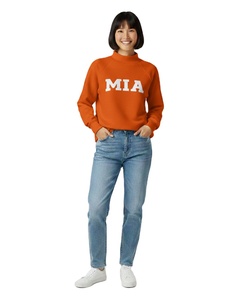 Sweat-shirt décontracté à col montant en molleton, manches longues, épaules tombantes, automne-hiver, personnalisable sur le devant, respectueux de l'environnement - Product Image 1