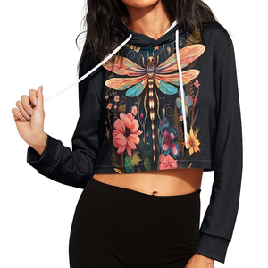 Lo último 2025 de talla grande para mujer, ropa informal elegante de invierno, Top corto con capucha, estampado de calidad Premium, Parte delantera ecológica para mujer, rápido - Product Image 2