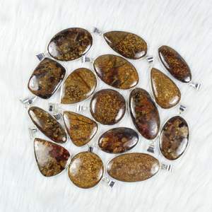 Seductor fabuloso collar con colgante de piedras preciosas de bronzita, bisel Chapado en plata con bucle de forma mixta, joyería para mujer, dijes encantadores - Product Image 2