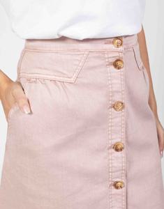 Jupe de golf en coton rose avec poche et boutons-pression, détail plissé à l'avant et dos élastiqué confortable pour femmes - Product Image 3
