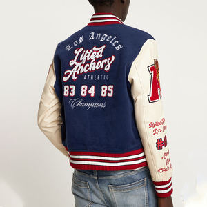 แจ็กเก็ตหนังสำหรับผู้ชายเสื้อแจ็กเก็ตเลตเทอร์แมนแขนเสื้อแบบปัก - Product Image 3