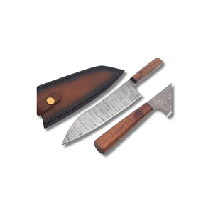 Meilleure vente couteau de Chef en acier damas de 8 pouces ébène VG10 manche en bois gaine en cuir outils de cuisine pour livraison directe industrielle - Product Image 1