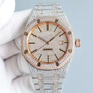 41MM Fashion Antique Hip Hop Luxury Iced Stainless Steel Sapphire <b>Crystal</b> Automatic Mechanical Moissanite Diamond Wrist Watch - Product Image 1