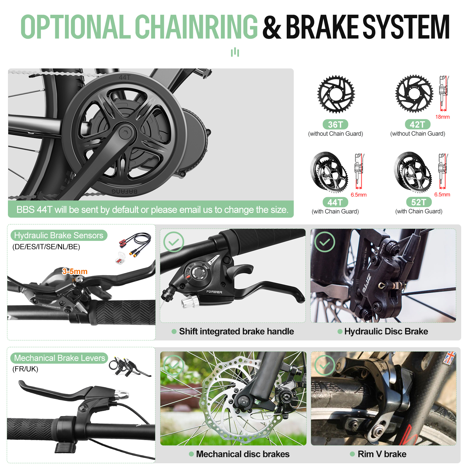 Kit Conversion Moteur Central BAFANG – 36V/48V, BBS01B/02B/HD, Boîtier 68-73mm, Option Affichage/batterie – VTT/ville/route