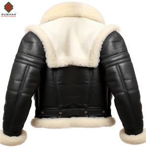 Veste en cuir de mouton robuste marron, faite à la main, veste en fourrure de pilote RAF, veste d'aviateur en cuir de mouton pour homme, veste en cuir doublée de fourrure marron B3 - Product Image 5