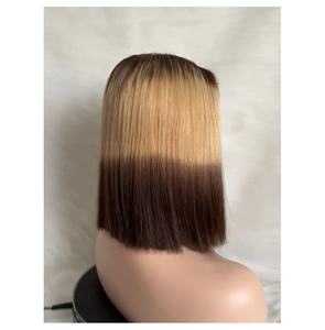 Dentelle française transparente personnalisée cheveux vierges chinois naturels purs perruques droites 250% densité 10-14 pouces perruques Bob chères - Product Image 1