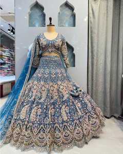 Đầm Lehenga <span class=keywords><strong>Choli</strong></span> thêu truyền thống, sẵn sàng giao hàng, quyến rũ, trang phục cưới dành cho nữ - Product Image 1