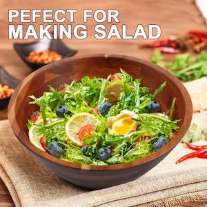 Bol en bois rond décoratif en laiton AK de couleur noyer bol à salade au design unique pour article de cuisine/décor de table - Product Image 3