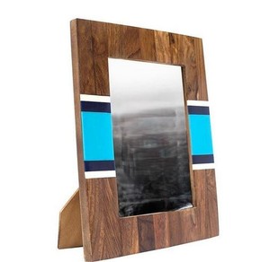 Cadre photo en bois et os fait à la main, écologique - Art mural rustique tribal bohème par des artisans indiens - Product Image 6