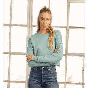 7503 Custom Blank Crop <b>Top</b> Sweatshirt <b>Long</b> <b>Sleeve</b> Fleece Sweatshirt Crewneck Oversized Cropped Sweatshirt Women - Product Image 5