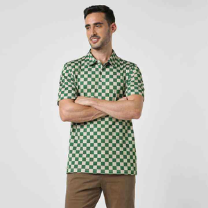 เสื้อโปโลสำหรับใส่ทำงานแบบลำลองพร้อมโลโก้ปักด้านหน้าเครื่องแบบพิมพ์ลายปรับแต่งได้ - Product Image 1