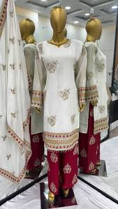 Nuevo diseñador indio bordado de calidad estándar con Secuencia mujeres Sharara traje para ocasiones especiales como fiesta de boda - Product Image 4