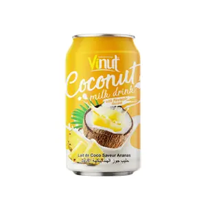 Ready To Drink 330ml Hot Selling Coconut Milk Drink Caned with Pineapple Free Sugar Manufacture Beverage Private Label(OEM, ODM)