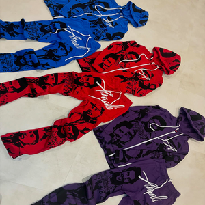 Survêtement thermique en tissu éponge lourd pour homme, style ample et décontracté, sweat-shirt à capuche et pantalon de survêtement avec épaules tombantes, style tricoté - Product Image 2