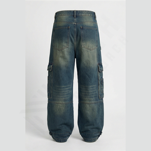 Jeans cargo en denim pour hommes à prix avantageux, 6 poches, grande taille, lavés, logos personnalisés, service OEM, hiver, automne, été - Product Image 2